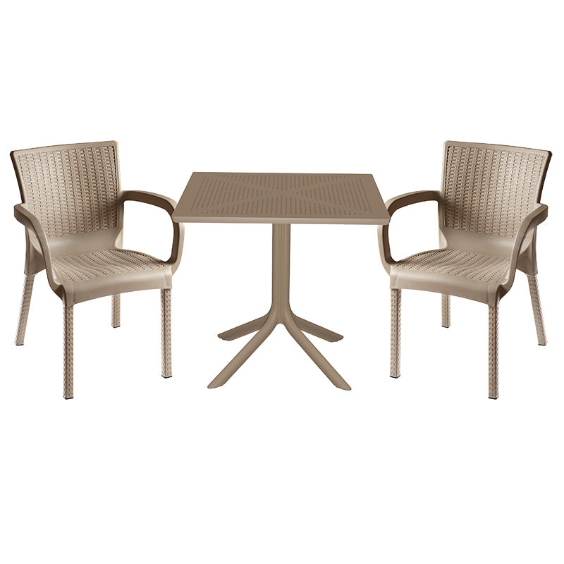 mobilier de gradina Set de gradina masa si scaune Groovy, Festive set 3 piese cappuccino 80x80x74 cm