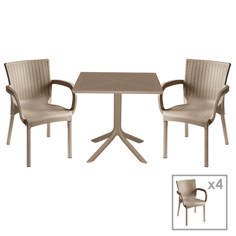 mobilier de gradina Set de gradina masa si scaune Groovy, Festive set 5 piese cappuccino 80x80x74 cm