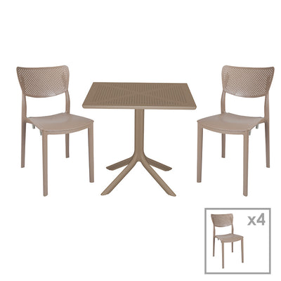 mobilier de gradina Set de gradina masa si scaune Groovy, Ignite set 5 piese cappuccino 80x80x74 cm