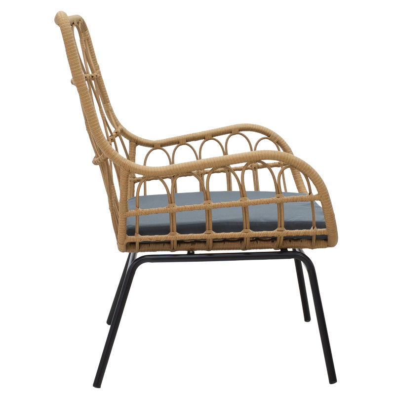 Set de living Naoki-Mabil de 3 piese din ratan Natural si metal, negru, 50x50 cm, perspectiva suplimentara
