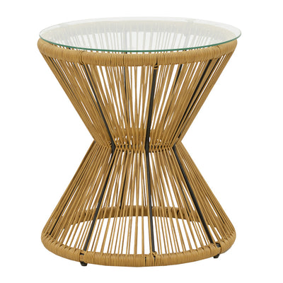 Set de living Naoki-Mabil de 3 piese din ratan Natural si metal, negru, 50x50 cm, foto produs