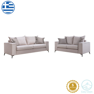 canapea Set de living Verona 2 buc 2-3 locuri crem mak01 - perne Latte mak03 93x225 cm