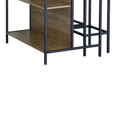 Set de masa bar Bailon Stejar cu metal, negru, 100x60x95 cm, foto produs
