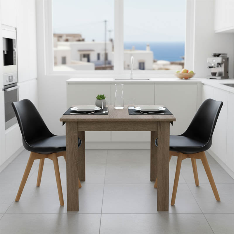 Set de Masa de 3 piese Manka I -Gaston, trufei de sonoma-negru 80x80x77 cm