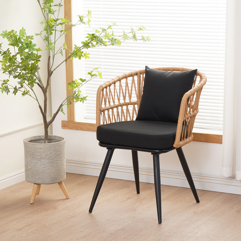Set de Masa de dining Naoki 3 piese metal negru-pe stejar Natural-sticla, 80x80x78 cm, detaliu produs