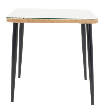 Set de Masa de dining Naoki 3 piese metal negru-pe stejar Natural-sticla, 80x80x78 cm, foto produs 6