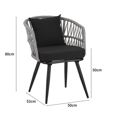 Set de Masa de dining Naoki 3 piese metal negru-pe stejar Natural-sticla, 80x80x78 cm, foto produs 8