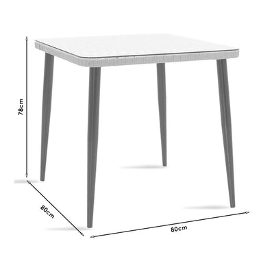 Set de Masa de dining Naoki 3 piese metal negru-pe stejar Natural-sticla, 80x80x78 cm, foto produs 9