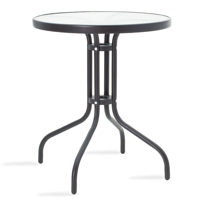 Set de Masa de dining Watson-Tade 3 piese metal-negru-sticla, D60x70 cm, imagine suplimentara