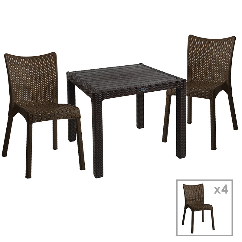 mobilier de gradina Set de Masa Explore-Confident set 5 piese maro 90x90x74 cm