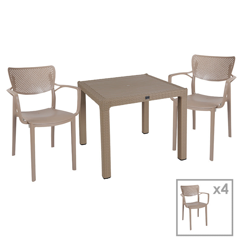 mobilier de gradina Set de Masa Explore-Fontline 5 piese capucino 90x90x74 cm