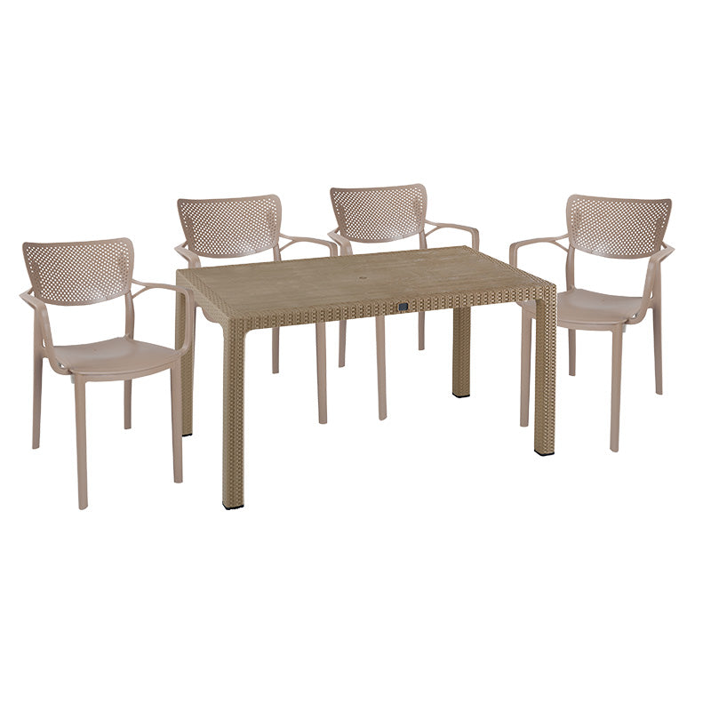 mobilier de gradina Set de Masa Explore-Forntline 5 piese Crem150x90x74 cm