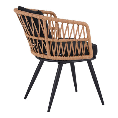 Set de Masa Naoki 7 bucati metal negru-pe Natural-sticla, 160x90x78 cm, detaliu produs