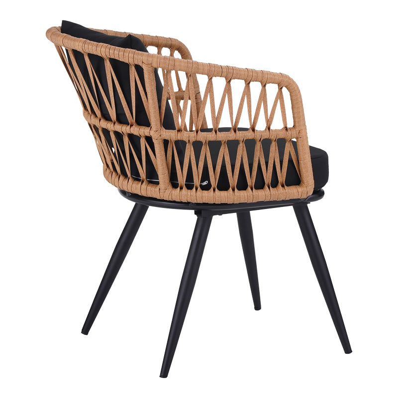 Set de Masa Naoki 7 bucati metal negru-pe Natural-sticla, 160x90x78 cm, detaliu produs
