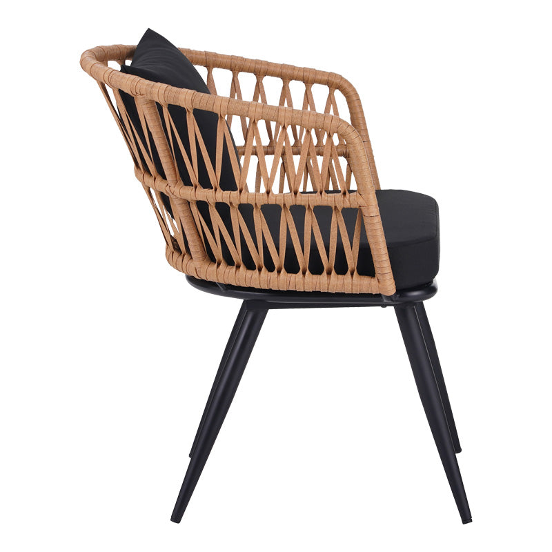 Set de Masa Naoki 7 bucati metal negru-pe Natural-sticla, 160x90x78 cm, perspectiva suplimentara