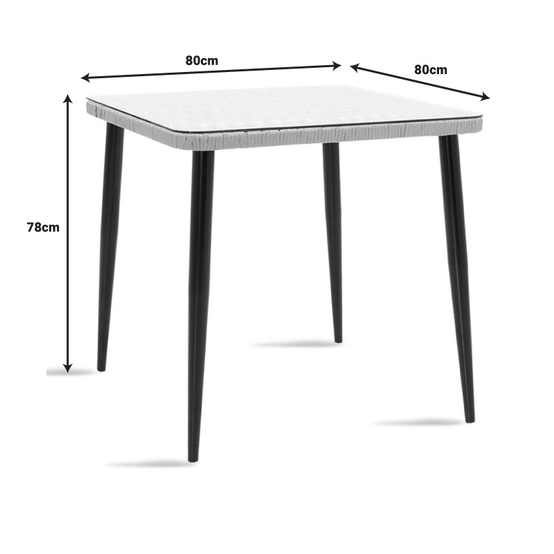 Set de Masa Naoki-Tanish 3 piese din metal negru-pe Natural sticla, 80x80x78 cm, foto produs 9