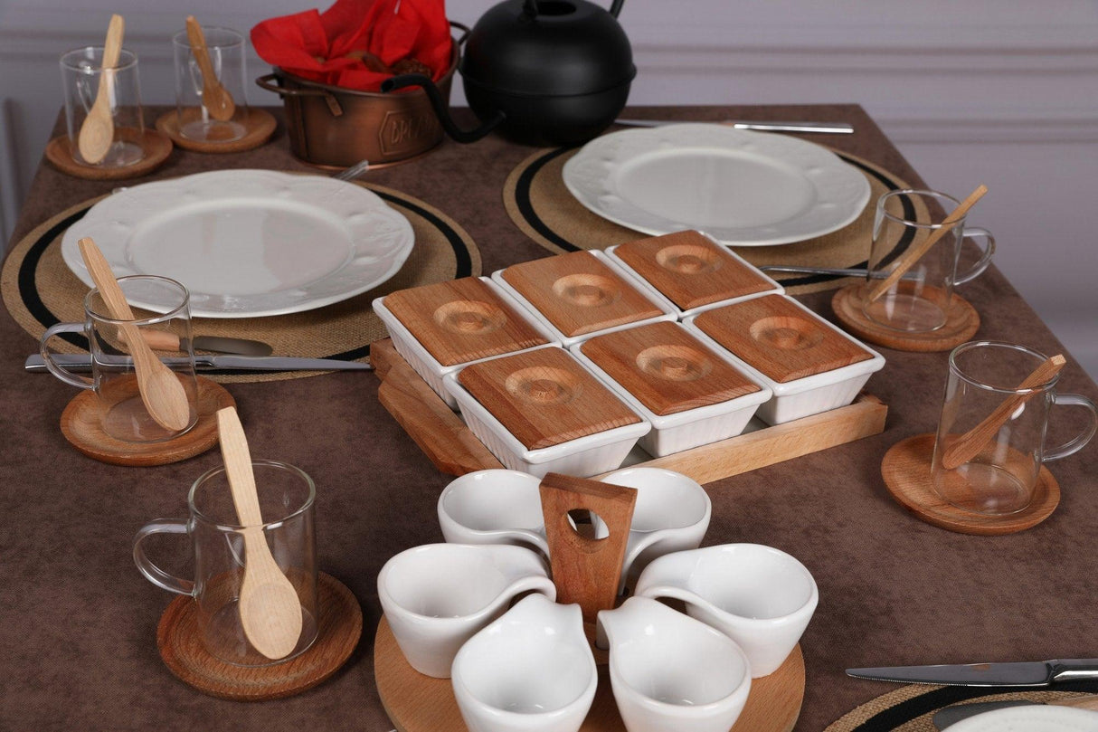 Set de mic dejun, Alb, 56 piese