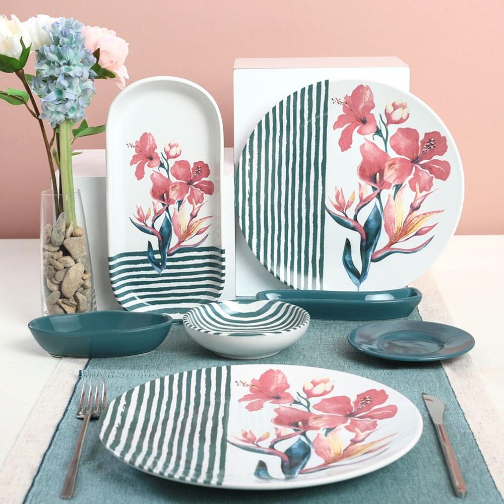 Set de mic dejun Flower, Multicolor, 20 piese