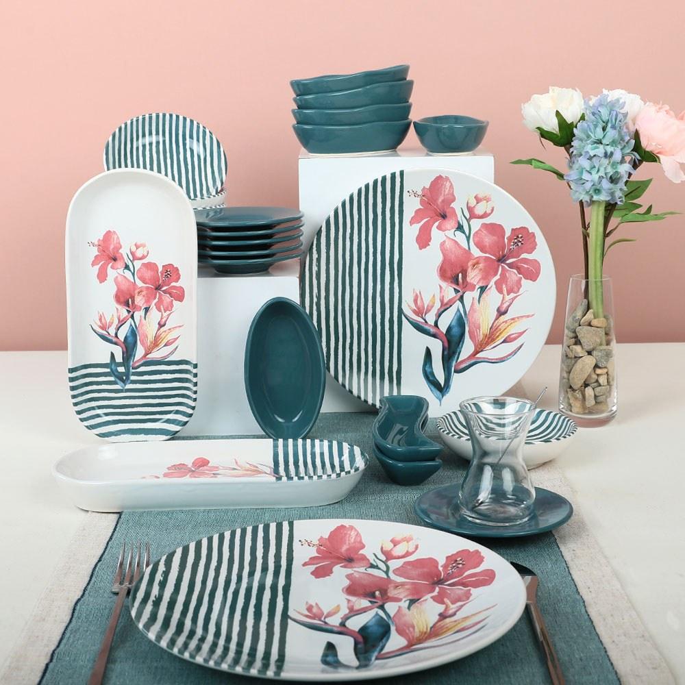 Set de mic dejun Flower, Multicolor, 20 piese