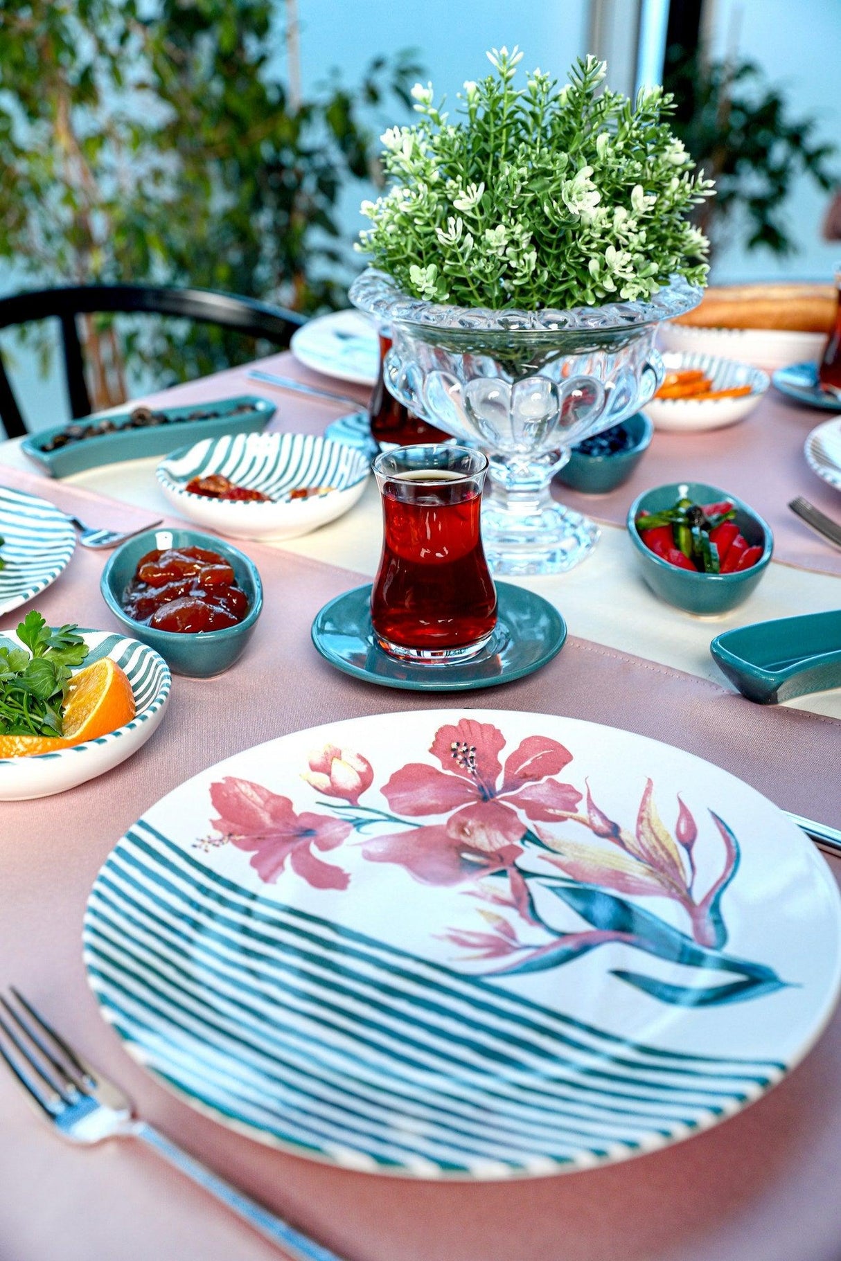 Set de mic dejun Flower, Multicolor, 20 piese