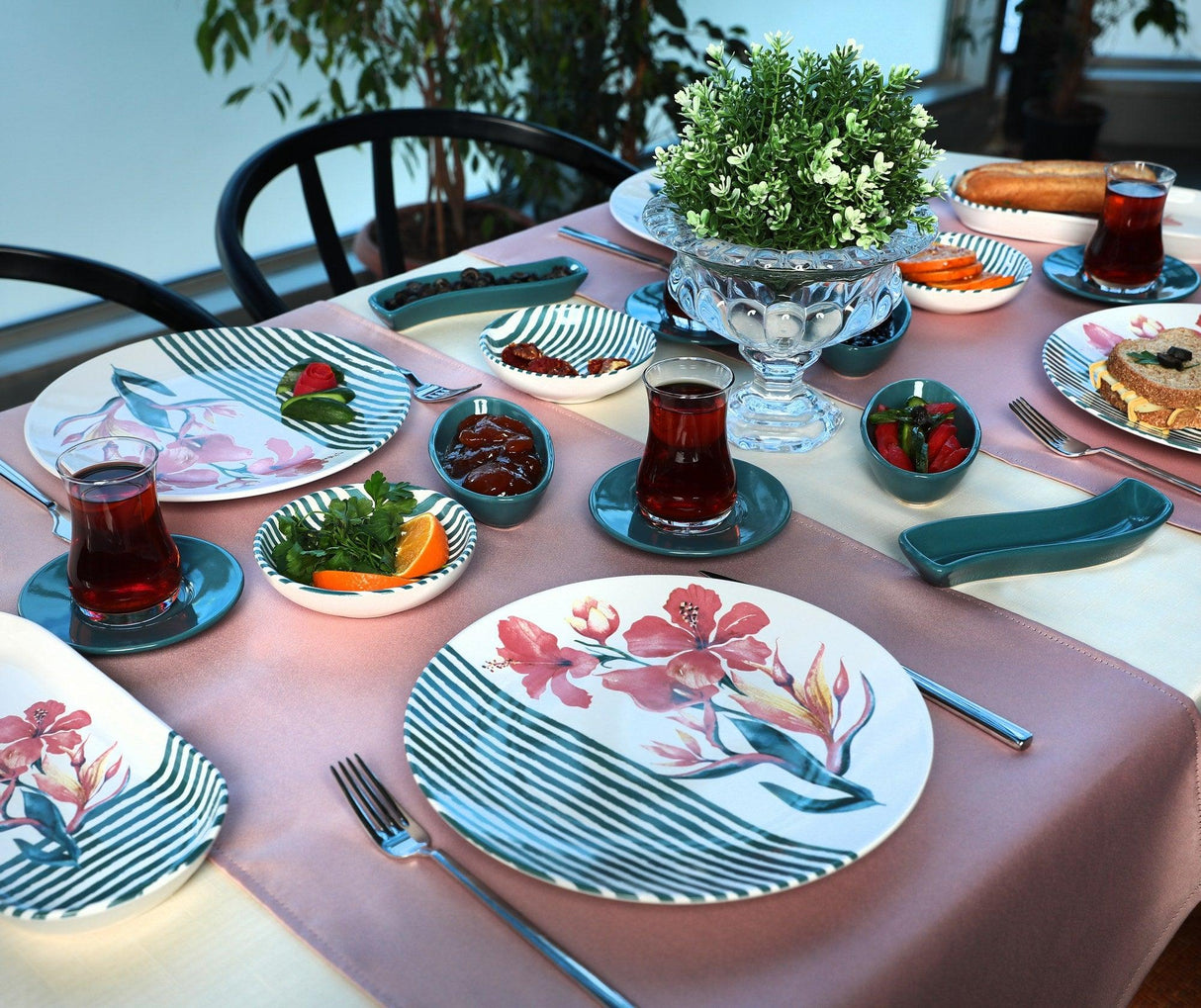 Set de mic dejun Flower, Multicolor, 20 piese