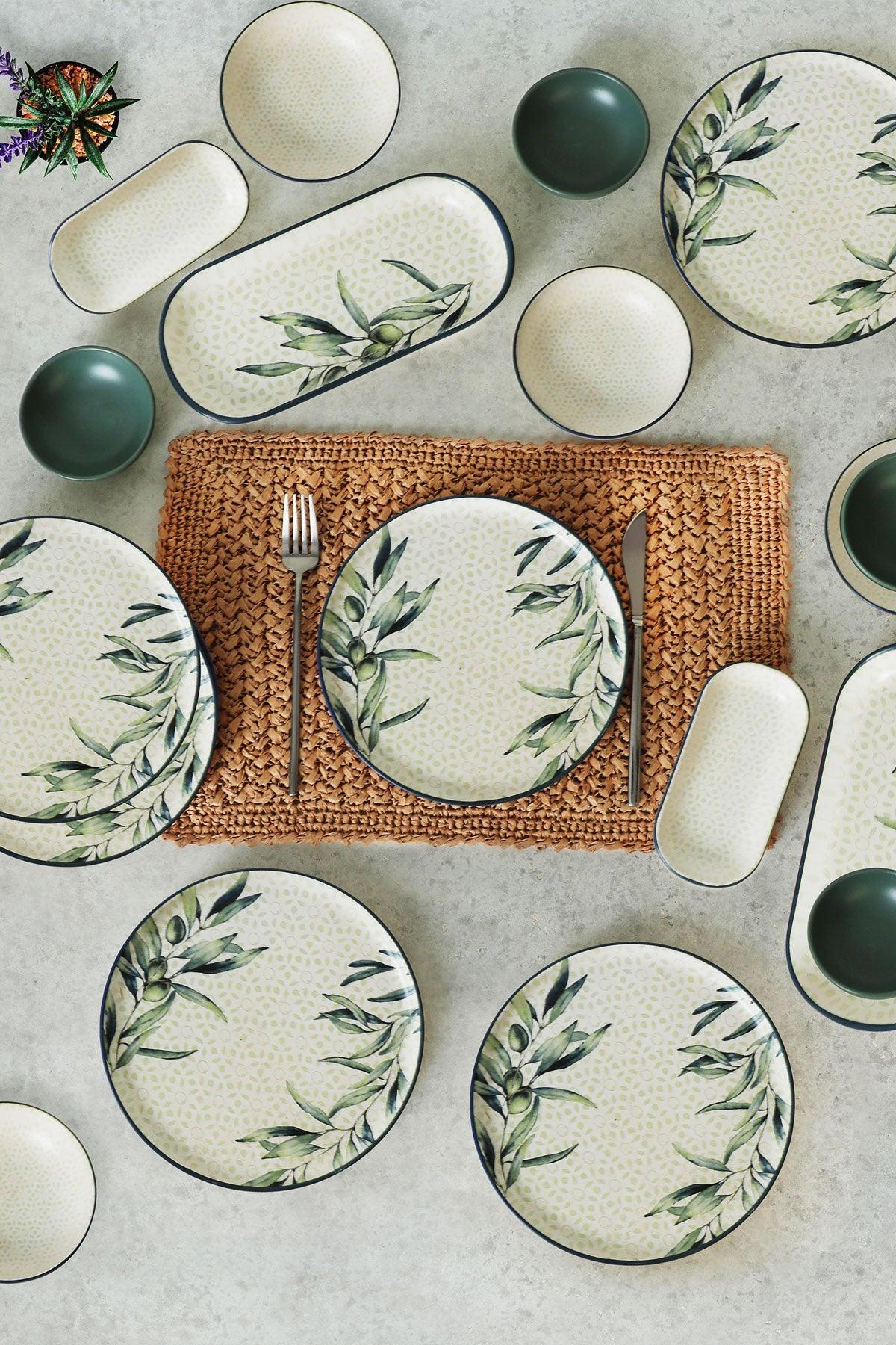 Set de mic dejun Leaf, Multicolor, 18 piese