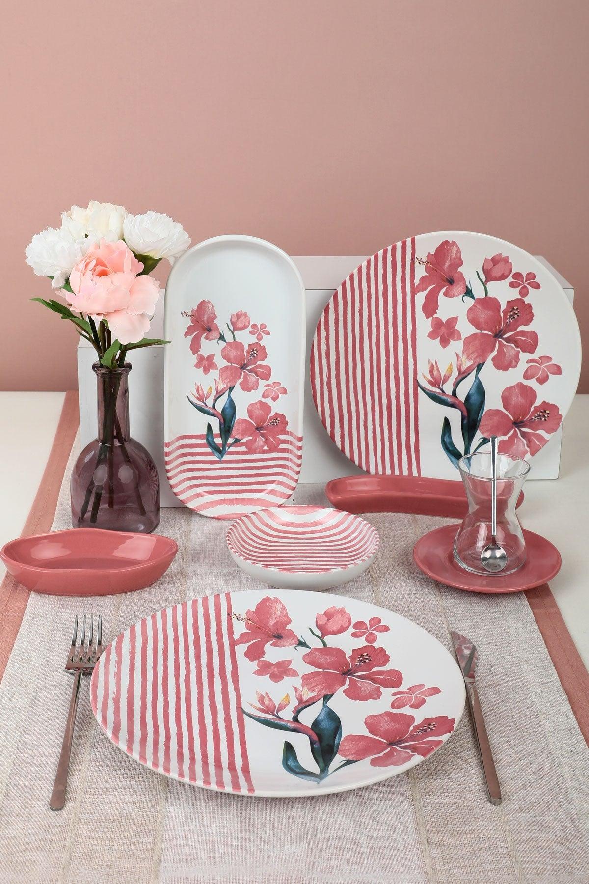 Set de mic dejun, Multicolor, 28 piese, 26 cm