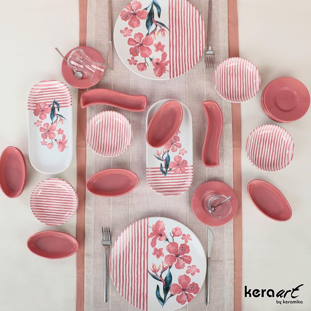 Set de mic dejun, Multicolor, 28 piese, 26 cm