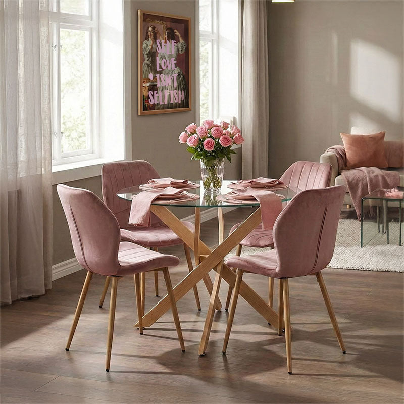 Set de Mobilă pentru Dining, cu Scaune Brand Rotten Apple și Masă din Sticlă Antoro, Sticlă și Lemn, Masă, Set 5 piese, 100x75 cm