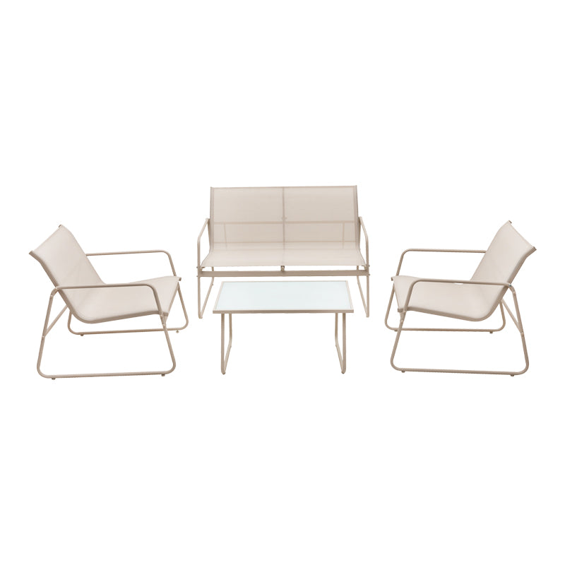 Set de mobilier de exterior cu funcție relaxare Veranda, textilene-metal, cappuccino, 110x74x75 cm