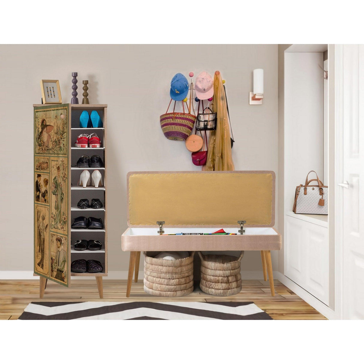 Set de mobilier pentru hol Filinta - 723 - 1053 Hallway Furniture Set 7, Sonomo, 105x50x40 cm