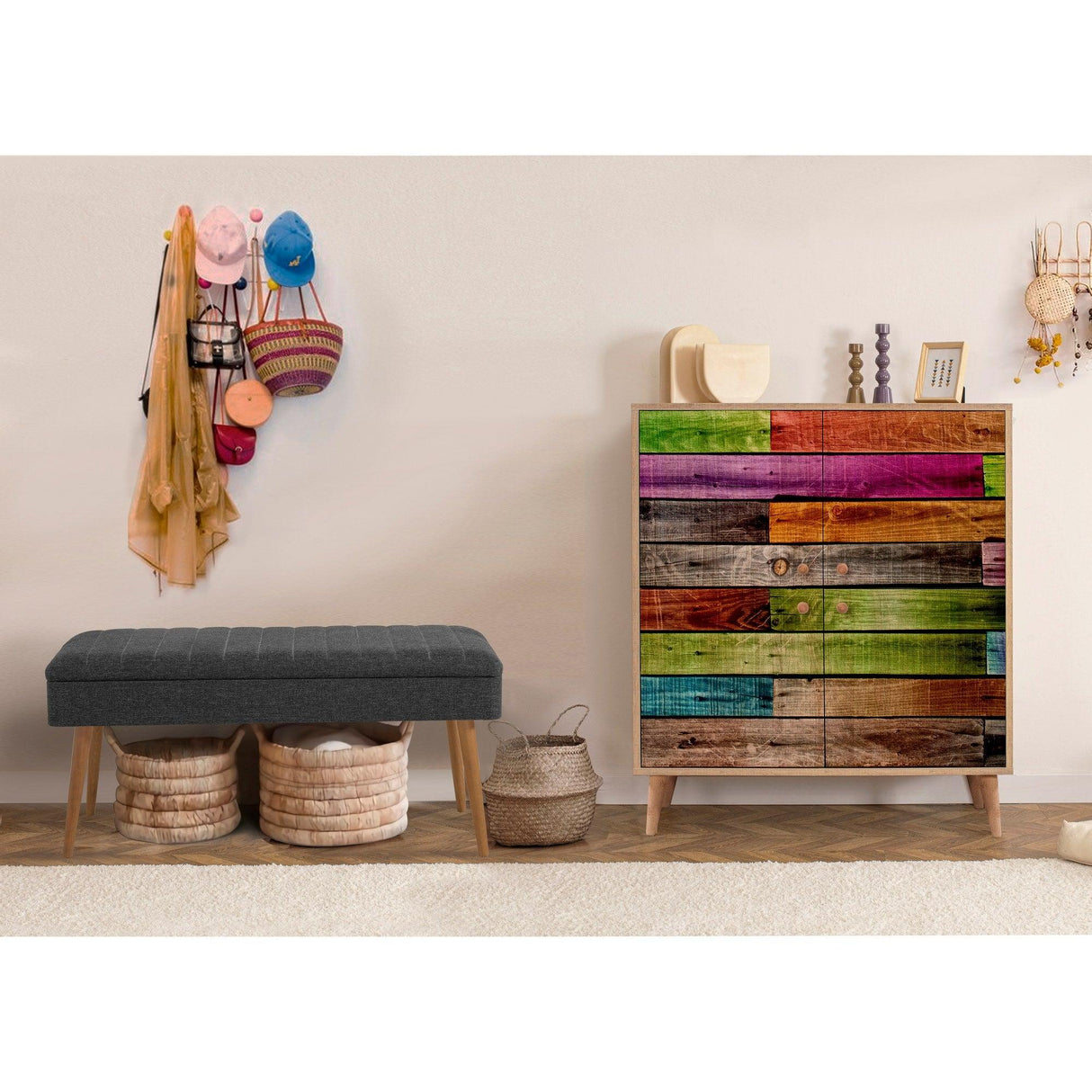 Set de mobilier pentru hol Multilux - 726 - 1053 Hallway Furniture Set 1, Sonomo, 111x36x95 cm