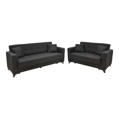 canapea Set de sufragerie 2 piese Modesto, neagra 85x215 cm