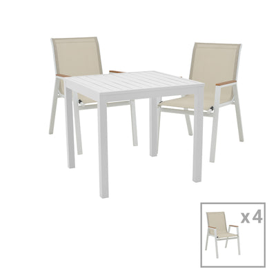 mobilier de gradina Set de sufragerie Azelie-Kliton set de 5 Gri-aluminiu alb 77x55x94 cm