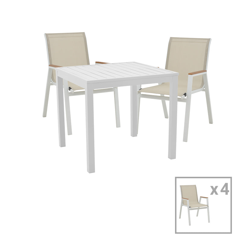 mobilier de gradina Set de sufragerie Azelie-Kliton set de 5 Gri-aluminiu alb 77x55x94 cm