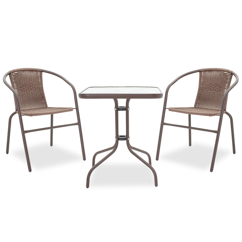mobilier de gradina Set de sufragerie Obbi-Watson 3buc metal-pe maro