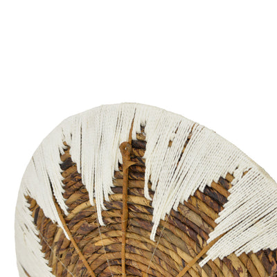 Set Decorativ Perete Cu Cercuri Wicker, Rattan Alb-Bej, Variate, 3 Piese, 50x50x8 cm, foto produs