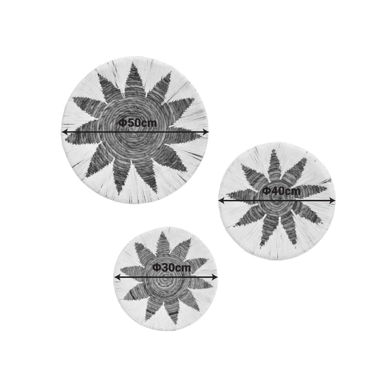 Set Decorativ Perete Cu Cercuri Wicker, Rattan Alb-Bej, Variate, 3 Piese, 50x50x8 cm, foto produs 6