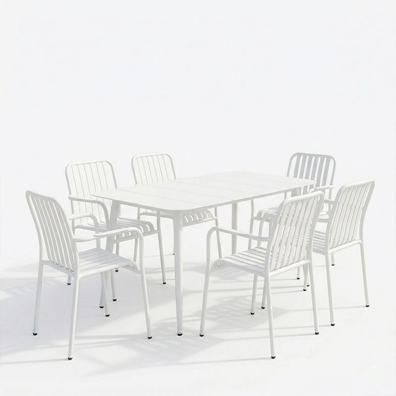 Set dining exterior Heven Vista, 7 piese, 120x70x72 cm - Alb