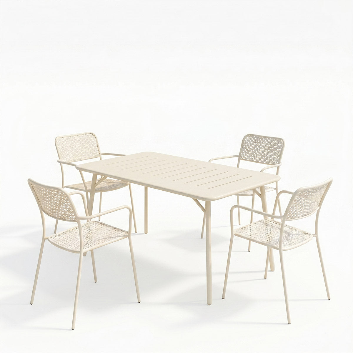 Set dining exterior Moraja Federal, 5 piese, Crem, 140x80x72 cm