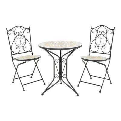 mobilier de gradina Set dining Sellis, 3 piese, Mozaic, Negru