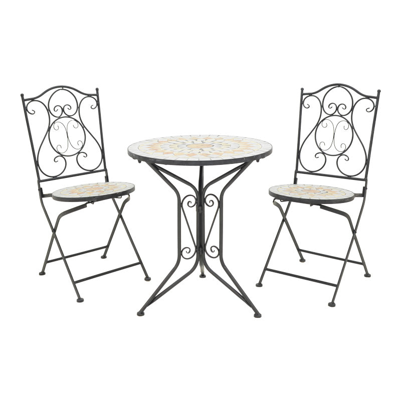 mobilier de gradina Set dining Sellis, 3 piese, Mozaic, Negru
