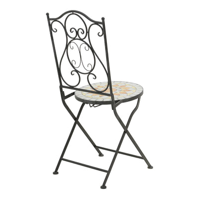 Set dining Sellis, 3 piese, Mozaic, Negru, 60x60x70 cm, detaliu produs