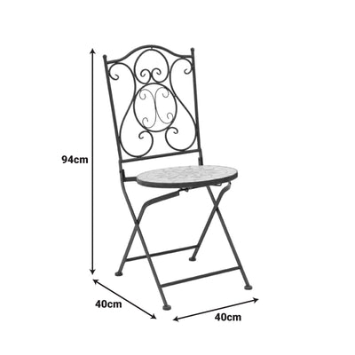 Set dining Sellis, 3 piese, Mozaic, Negru, 60x60x70 cm, foto produs 11