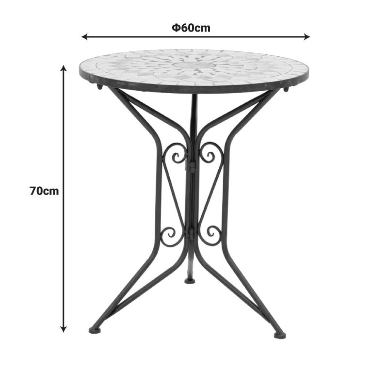 Set dining Sellis, 3 piese, Mozaic, Negru, 60x60x70 cm, foto produs 12
