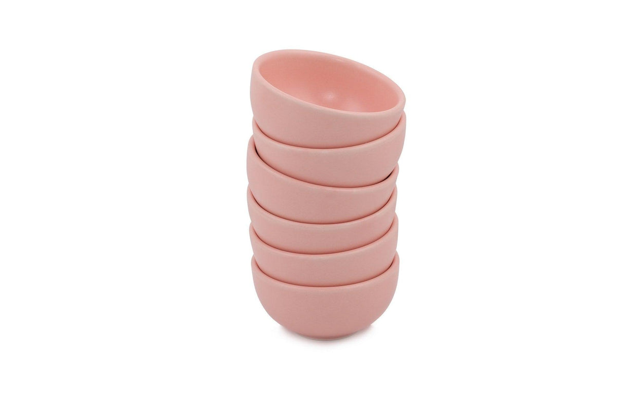 Set farfurii cu sos Bulut Mat Light Pink Snack / Sauce 8 Cm 6 Pieces, Roz, 8x4.3x8 cm