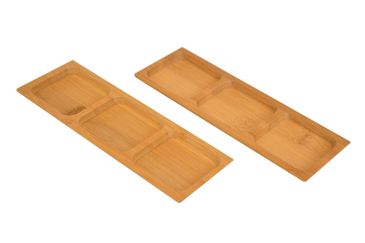 Set farfurii cu sos de bambus Almeria 3, Nuc, 1.5x6x18 cm