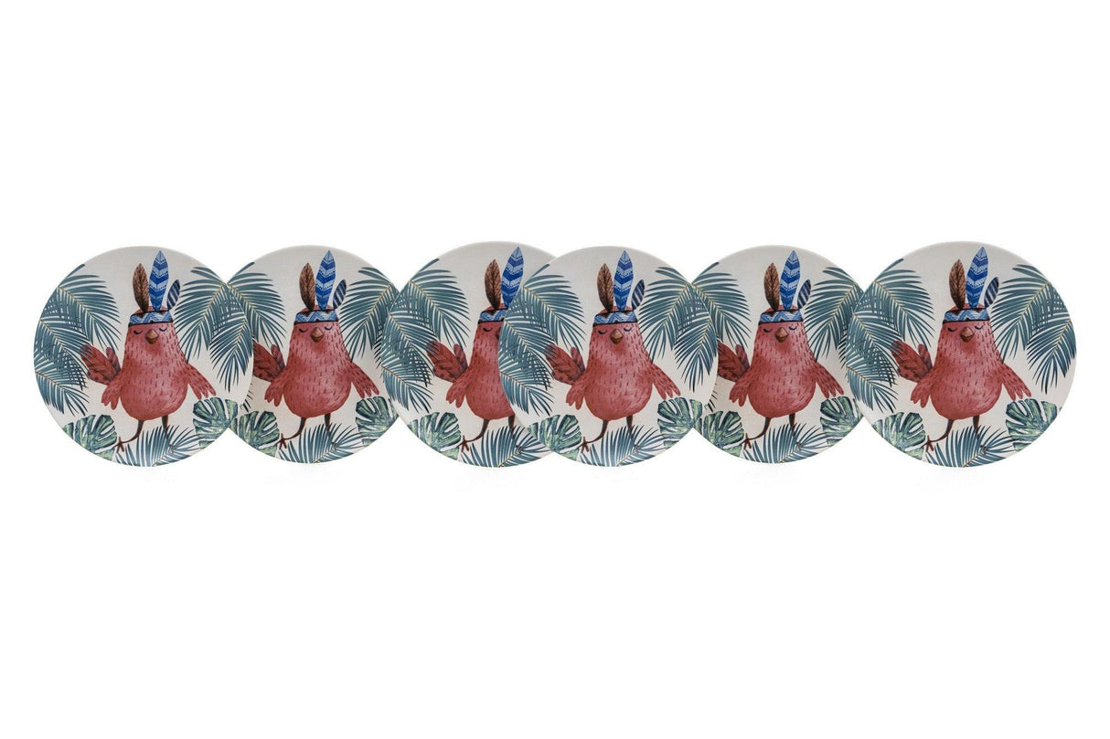 Set farfurii din ceramica pentru desert, Multicolor, 25x3.7x25 cm