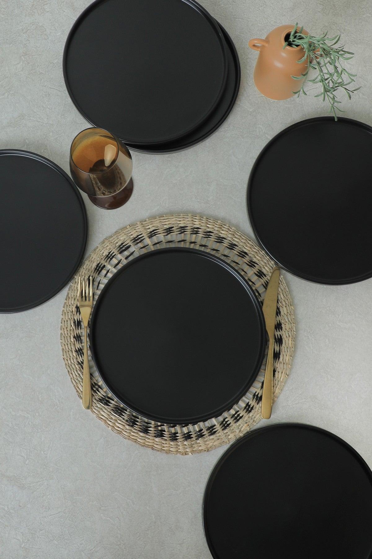 Set farfurii, Negru mat, 27 cm