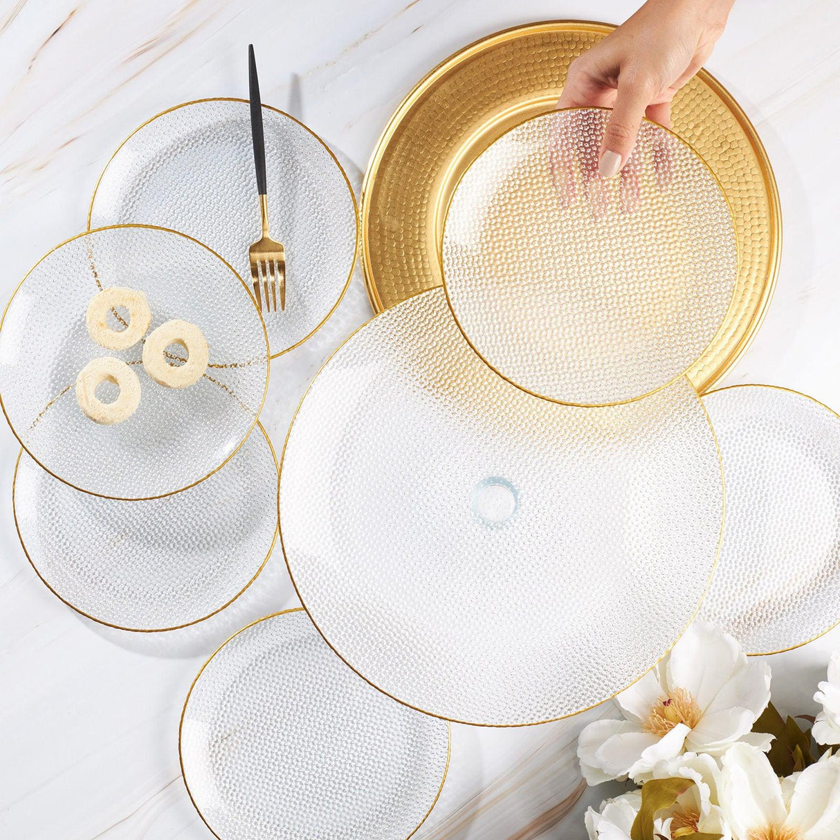 Set farfurii pentru desert Tuana, Auriu, 37x38x23 cm